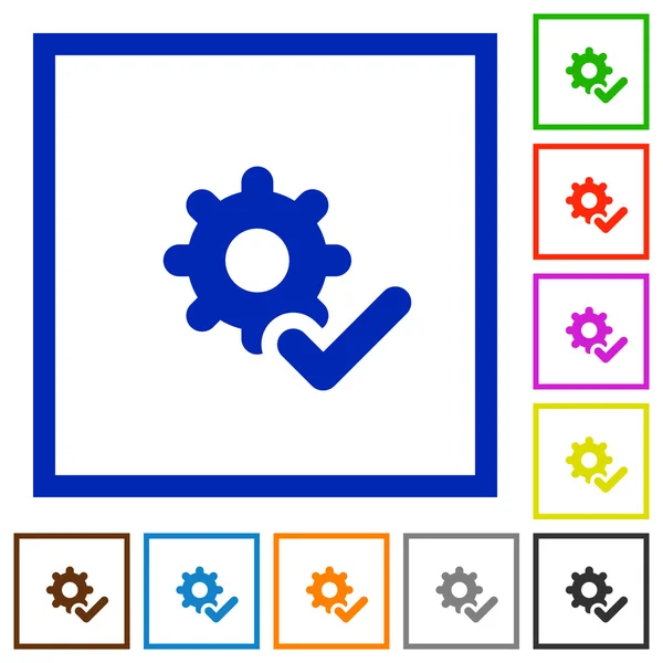 설정 확인 프레임된 플랫 아이콘 — 스톡 벡터