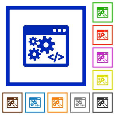 Application programming interface framed flat icons clipart