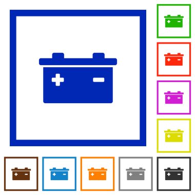 Akümülatör düz simgeler çerçeveli