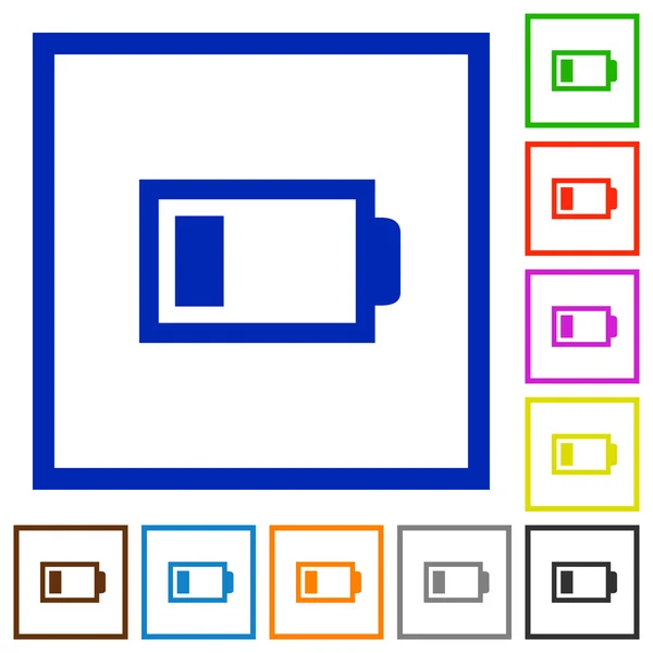 Düşük pil düz simgeler çerçeveli — Stok Vektör