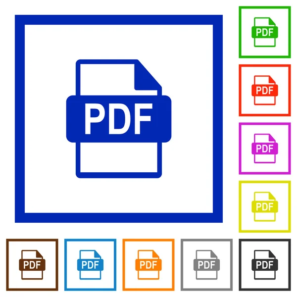 PDF file format framed flat icons — Stock Vector