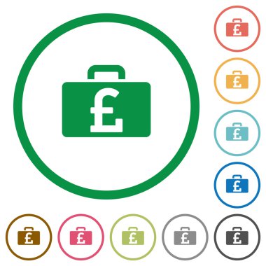 Pound çanta düz simgeler özetlenen