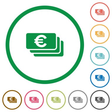Euro banknot düz simgeler özetlenen