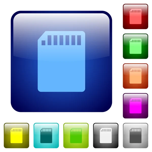 Кольорові квадратні кнопки карт пам'яті SD — стоковий вектор
