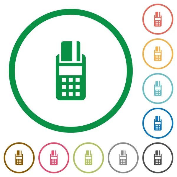 POS terminal geschetst plat pictogrammen — Stockvector