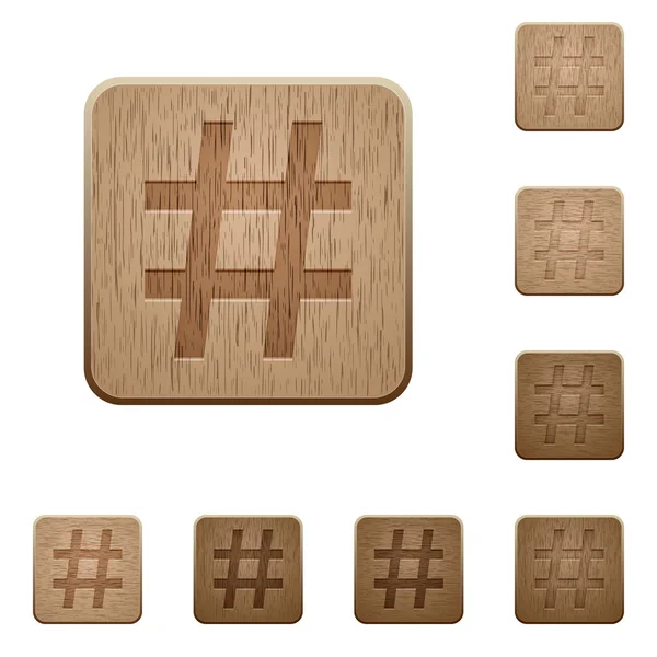 Botões de madeira Hashtag — Vetor de Stock