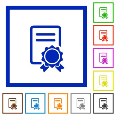 Sertifika düz simgeler çerçeveli