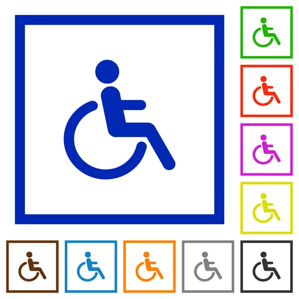 Iconos planos enmarcados por discapacidad — Archivo Imágenes Vectoriales