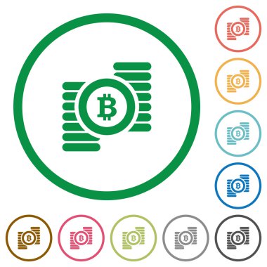 Bitcoins düz simgeler özetlenen