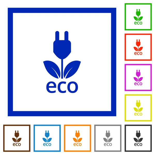 Eco Energy gerahmte flache Symbole — Stockvektor