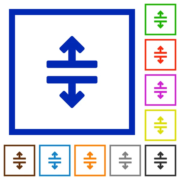 Horizontal geteilte gerahmte flache Symbole — Stockvektor