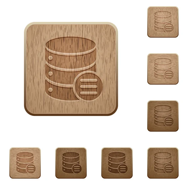 Database options wooden buttons — Stock Vector