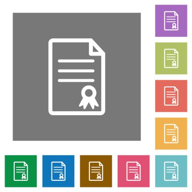 Sertifika belge kare düz simgeler