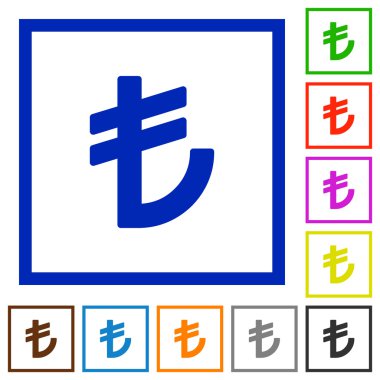 Türk Lirası işareti düz simgeler çerçeveli