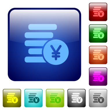 Renk yen kare düğmeleri paralar