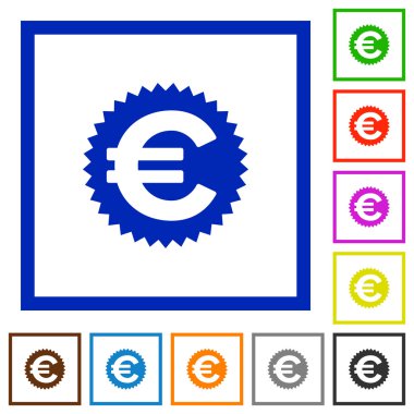 Euro etiket düz simgeler çerçeveli