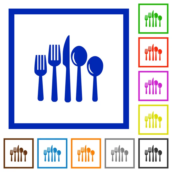 Cutlery framed flat icons — Stock Vector