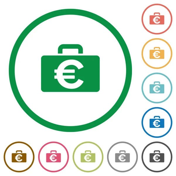 Euro bag delineato icone piatte — Vettoriale Stock