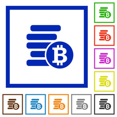 Bitcoins düz simgeler çerçeveli