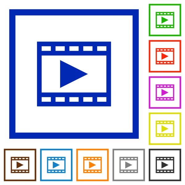 Film gerahmte flache Symbole spielen — Stockvektor