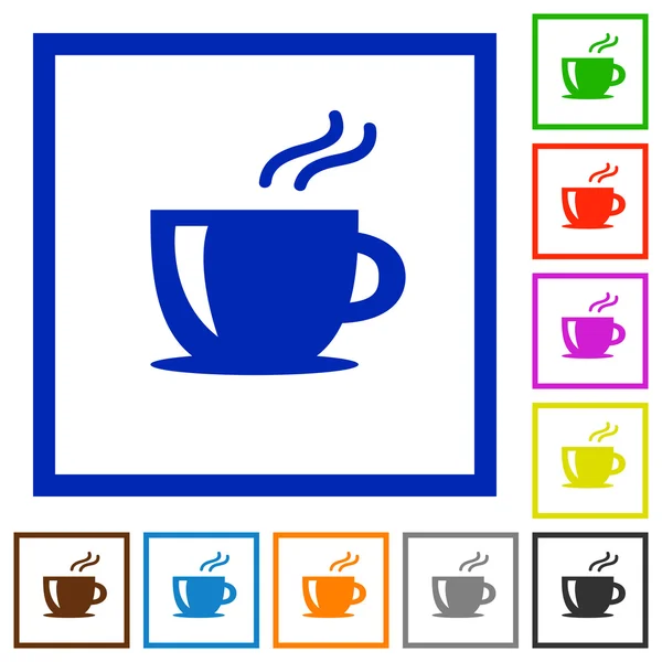 Cappuccino enmarcado iconos planos — Archivo Imágenes Vectoriales