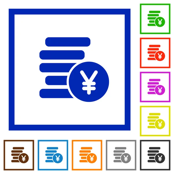 日元硬币装裱平面图标 — 图库矢量图片