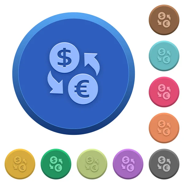 Кнопки обміну рельєфних доларів євро — стоковий вектор