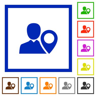 Kullanıcı konumu düz simgeler çerçeveli