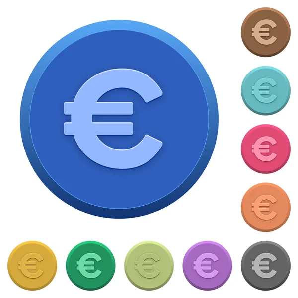 Botones de signo de euro en relieve — Vector de stock