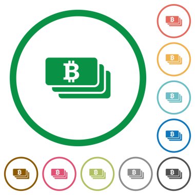 Bitcoin banknotlar düz simgeler özetlenen