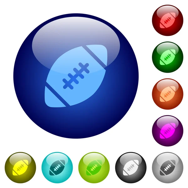 Color rugby ball glass buttons — Stock Vector