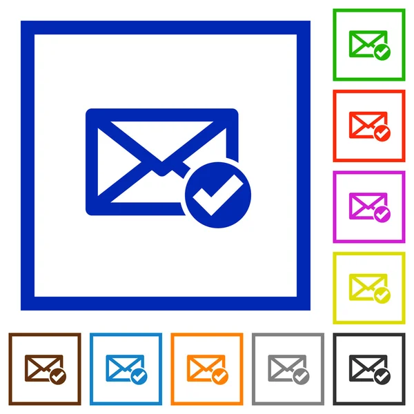 Leer iconos planos enmarcados por correo — Vector de stock