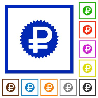Düz simgeler Rublesi etiket çerçeveli