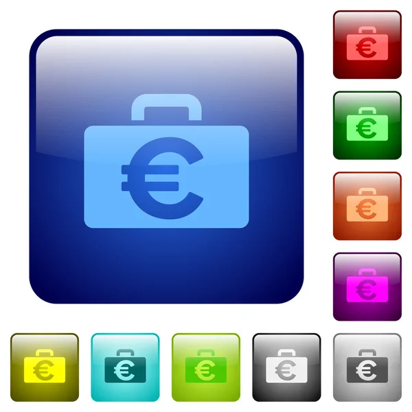 Färg Euro väska fyrkantiga knappar — Stock vektor