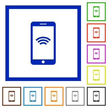 Cep telefonu kablosuz simgesi olan düz simgeler çerçeveli