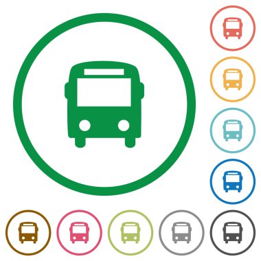 Otobüs düz simgeler özetlenen