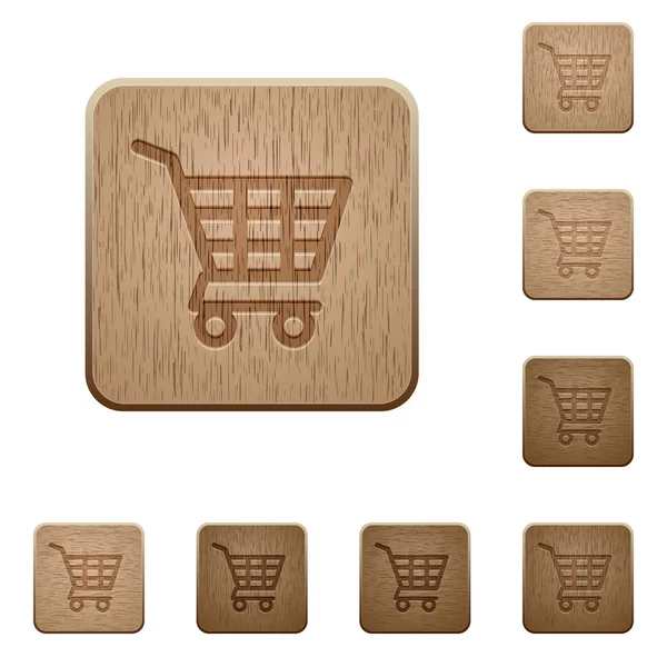 Shopping cart wooden buttons — Stock Vector