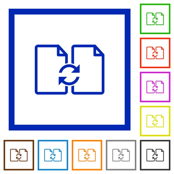Dokumente mit gerahmten flachen Icons tauschen — Stockvektor