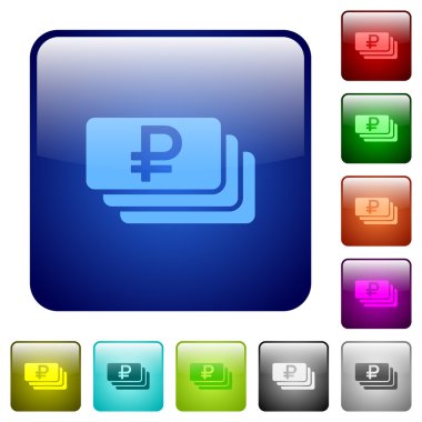 Rublesi banknotlar kare düğmeleri renk