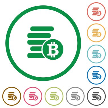 Bitcoins düz simgeler özetlenen