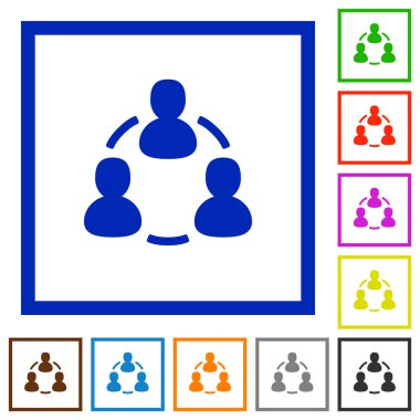 Online üyeler çerçeveli düz simgeler