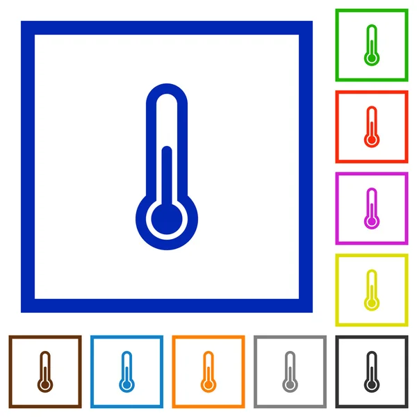 Termômetro emoldurado ícones planos —  Vetores de Stock