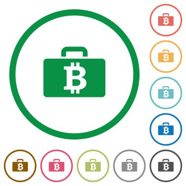 Bitcoin çanta düz simgeler özetlenen