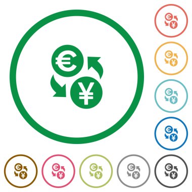 Euro Yen Satım düz simgeler özetlenen