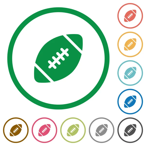 Rugby ball outlined flat icons — Stock Vector