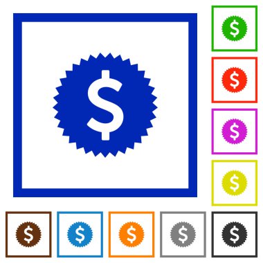 Doları etiket düz simgeler çerçeveli