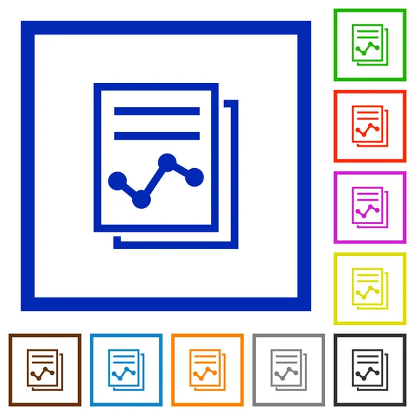 Relatório ícones planos emoldurados —  Vetores de Stock