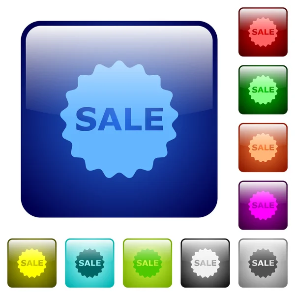 Color sale badge square buttons — Stock Vector