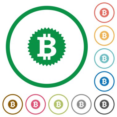 Bitcoin etiket düz simgeler özetlenen