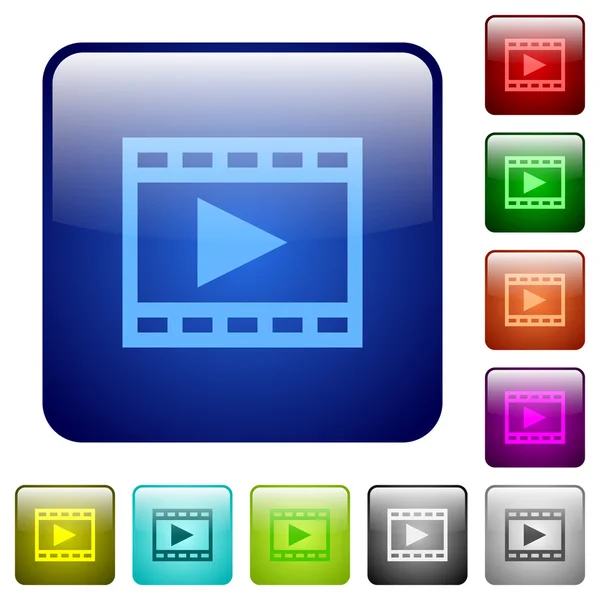 Color reproducir botones cuadrados de la película — Vector de stock